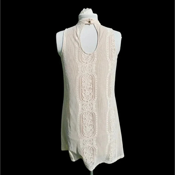 Cream Lace over Nude Short Lace Slip Cocktail Dress by Fire Los Angeles SZ SM - Picture 9 of 13